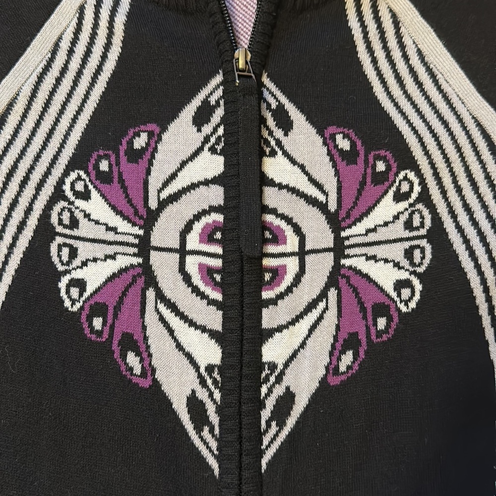 Athleta zip front black, gray, and purple sweater size M - Picture 3 of 14